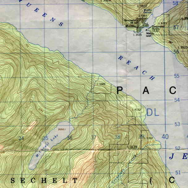 Topographic map of area